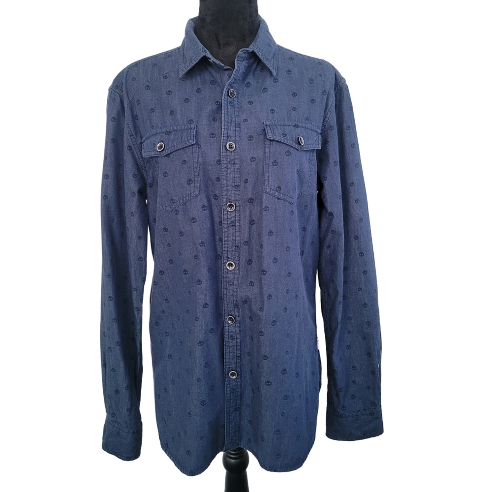 Denim with Skulls Button-Up Shirt